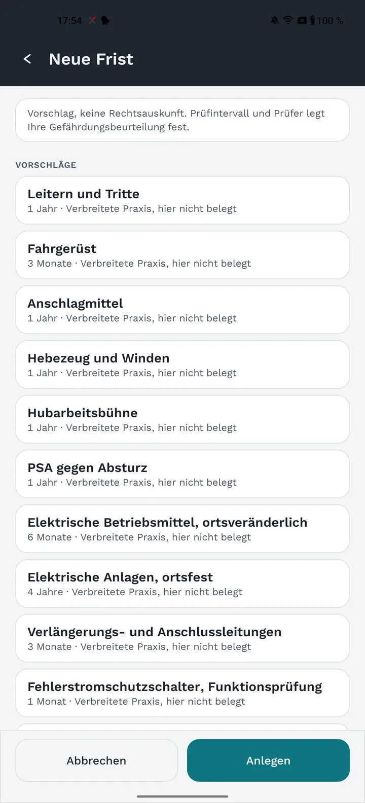 Fristenwacht: Vorlagenkatalog mit Prüfintervallen und Herkunftshinweis