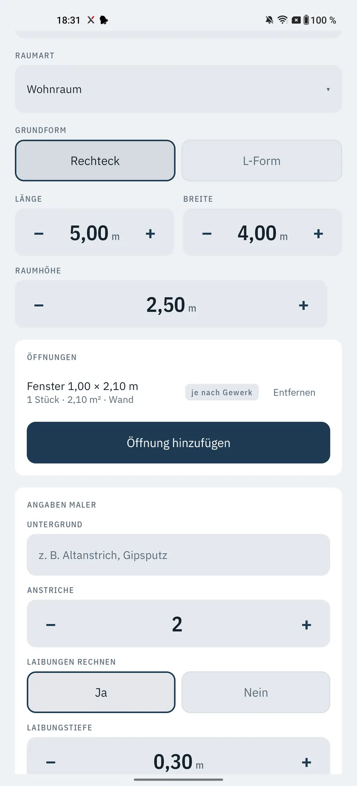 MaßPlus: Raumerfassung mit Grundform, Maßen, Öffnungen und Gewerkangaben